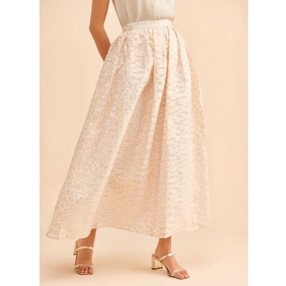 Anthropologie Pankaj & Nidhi Burnout Shimmer Maxi Skirt - Picture 4 of 14